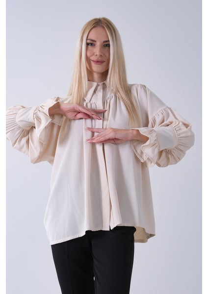 Taş Göğüs ve Manşeti Büzgü Detaylı Bluz 3972060.50