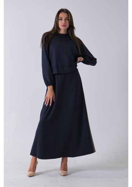 Lacivert Önü Yarasakol Etekli Takım 31040702.02