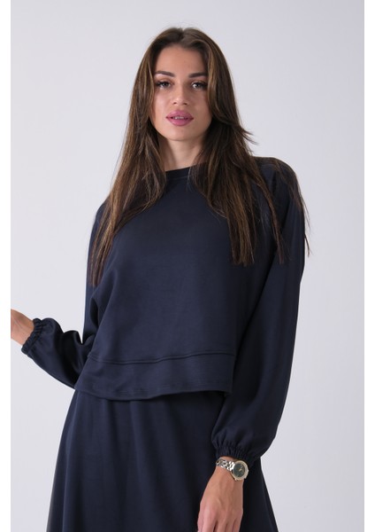 Lacivert Önü Yarasakol Etekli Takım 31040702.02