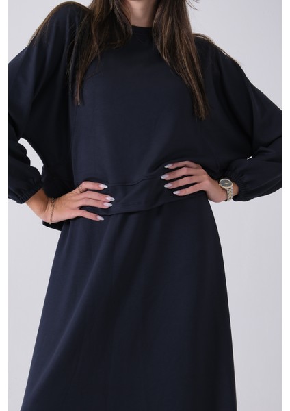 Lacivert Önü Yarasakol Etekli Takım 31040702.02