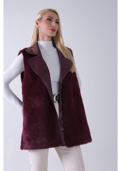 Bordo Deri Yakalı Yandan Cepli Yelek 4579030.04 fırsatları