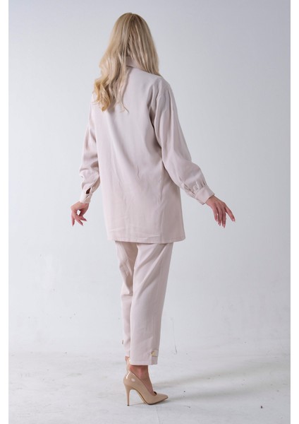 Taş Göğüs Tek Cep Detaylı Aksesuar Düğmeli Pantolonlu Takım 4701352.50