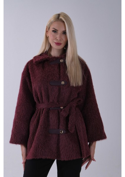 Bordo Gömlek Yakalı 4 Düğme Deri Bukle Detaylı Kaşe Yün Ceket 5307122.04 fiyatları