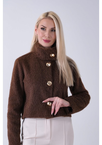 Kahve Yarım Balıkçı Yaka 4 Düğmeli Kaşe Yün Ceket 5307121.05 fiyatları