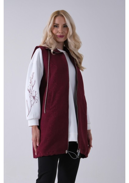 Bordo Tunik Kolu Çiçek Desenli Yelekli 2'li Takım 940120274.04 fiyatları