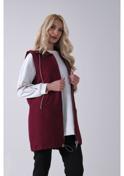 Bordo Tunik Kolu Çiçek Desenli Yelekli 2'li Takım 940120274.04 modelleri