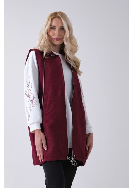 Bordo Tunik Kolu Çiçek Desenli Yelekli 2'li Takım 940120274.04 fırsatları