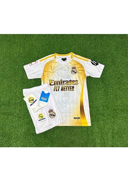 C.ronaldo Cr7 R.madridd 2024-25 Yeni Sezon White-Gold Çocuk Forması 4'lü (Armalı) modelleri