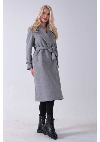 Gri Kol Bağlamalı Seyyar Kuşaklı Uzun Kaşe Kaban 41630051.06 modelleri