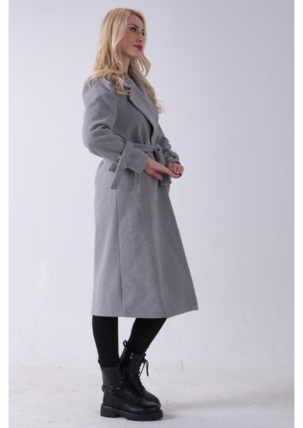 Gri Kol Bağlamalı Seyyar Kuşaklı Uzun Kaşe Kaban 41630051.06 fırsatları