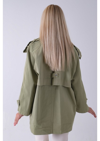 Yeşil Yandan Cepli Omuz Apolet Detaylı Trenç 422234.07 indirimleri