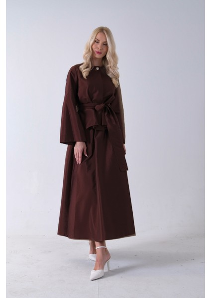 Kahve Önü Tek Düğmeli Kuşaklı Etek Ceket 31040701.05 fırsatları