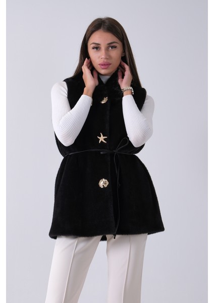 Siyah Yakası Peluşlu Tek Düğme Kapamalı Yelek 4579035.01 fiyatları