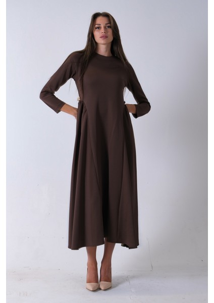 Kahve Bisiklet Yaka Scuba Tesettür Elbise 4593445.05 fiyatları