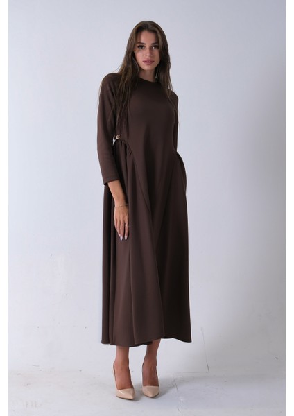 Kahve Bisiklet Yaka Scuba Tesettür Elbise 4593445.05 indirimleri