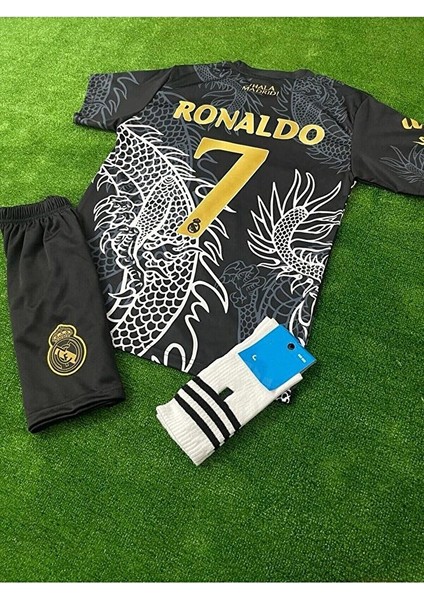 #cr7 C.ronlado Real Madrid Yeni Sezon Dragon Desenli Çocuk Forması 4'lü Set (Black) fiyatları
