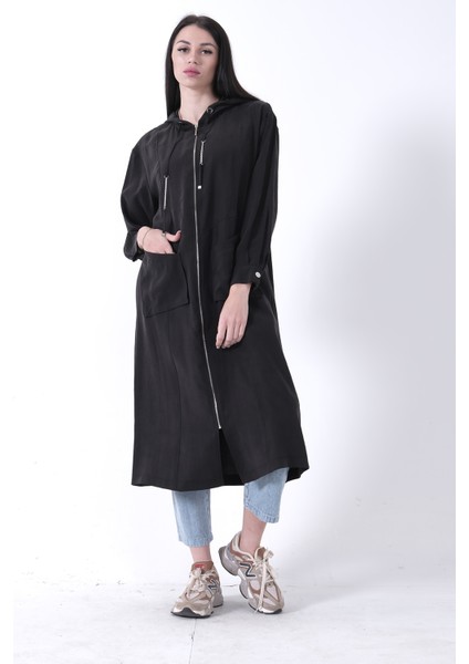 Siyah Çift Cep Detaylı Fermuar Kapamalı Kapüşonlu Kap 44510684.01 fiyatları