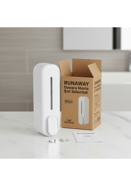 Duvara Monte Sıvı Sabunluk 300ml Manuel Pompalı Banyo ve Mutfak İçin