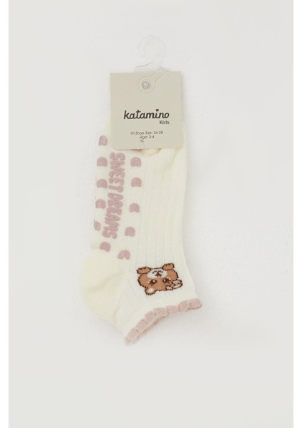 Kız Çocuk Patik Çorap Abs Li Sevimli Ayıcık Baskılı 1-6 Yaş, Krem fiyatları