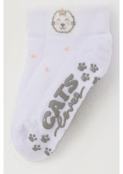 Kız Çocuk Çorap Abs Li Sevimli Ayıcık Baskılı 1-6 Yaş, Beyaz modelleri