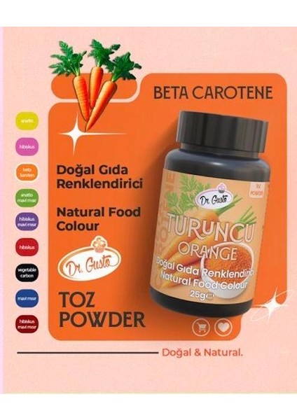 Doğal Toz Gıda Boyası Dr.gusto 25 gr Turuncu