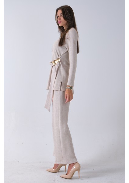 Ekru Altın Toka Detaylı Pantolonlu Takım 4577282.147 fırsatları