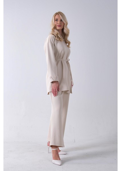 Taş Bisiklet Yaka Önü Düğme Kapama Görünümlü Pantolonlu Scuba Takım 4592265.50 modelleri