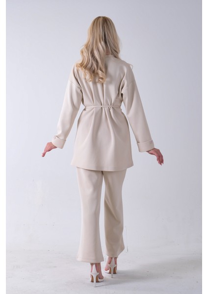 Taş Bisiklet Yaka Önü Düğme Kapama Görünümlü Pantolonlu Scuba Takım 4592265.50