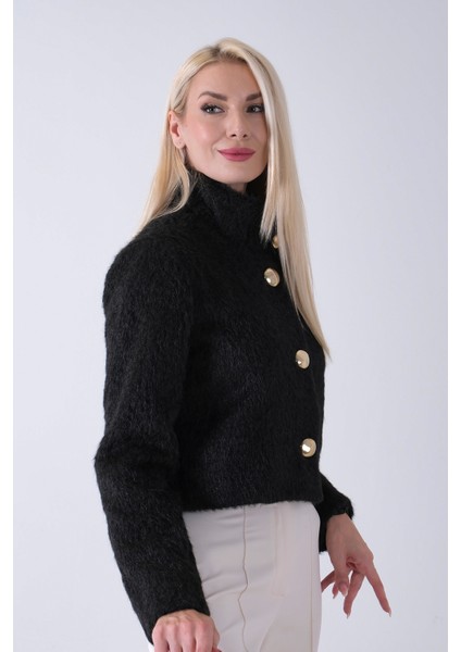 Siyah Yarım Balıkçı Yaka 4 Düğmeli Kaşe Yün Ceket 5307121.01 fırsatları