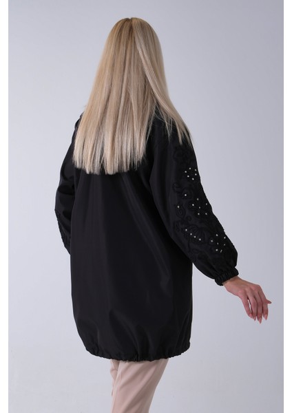 Siyah 2 Cepli Kolları Dantel Taş Işlemeli Trenç 940140168.01 fırsatları