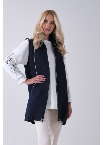 Lacivert Tunik Kolu Çiçek Desenli Yelekli 2'li Takım 940120274.02 modelleri