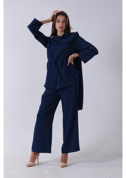 Lacivert Şal Yaka Üzeri Broş Detaylı Pantolonlu Takım 4592270.02 modelleri