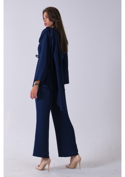 Lacivert Şal Yaka Üzeri Broş Detaylı Pantolonlu Takım 4592270.02 indirimleri