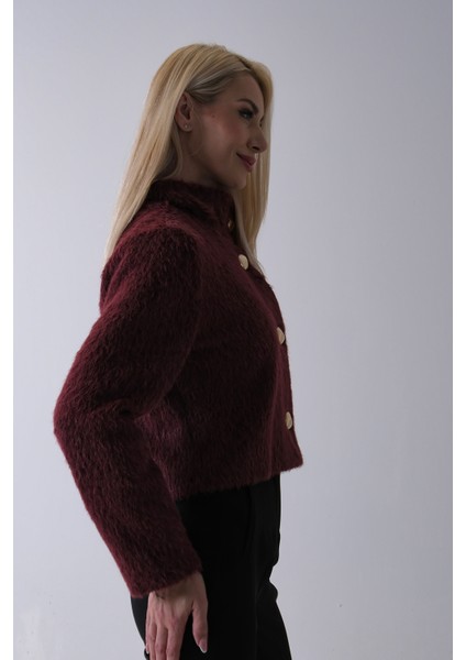 Bordo Yarım Balıkçı Yaka 4 Düğmeli Kaşe Yün Ceket 5307121.04 indirimleri