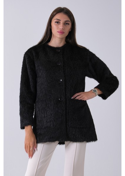 Siyah Önü 4 Düğme Kapamalı Çift Cepli Kuşaklı Kap 940140187.01 fırsatları