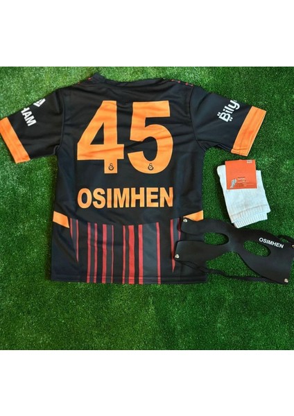 Gâ'la'tâ'sar'ây 5 Yıldızlı #45 V.îctor' O'sîmhen' Alternatif Çocuk Forması 5'li Set+Maske Siyah fiyatları