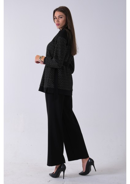 Siyah Tunik Yaka Fermuar Kapamalı File Detaylı Pantolonlu Takım 4577283.01 indirimleri