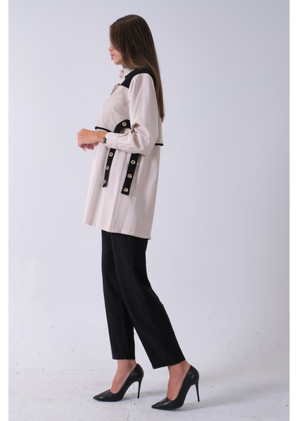 Siyah Önü File Detaylı Çift Renk Tunik Pantolonlu Takım 4701409.01 indirimleri