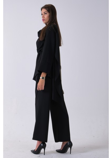 Siyah Şal Yaka Üzeri Broş Detaylı Pantolonlu Takım 4592270.01 indirimleri