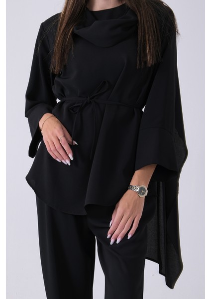 Siyah Şal Yaka Üzeri Broş Detaylı Pantolonlu Takım 4592270.01