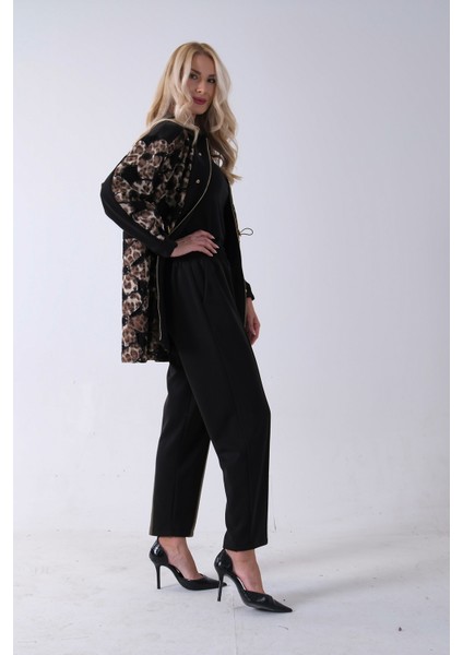 Siyah Üzeri Leopar Desenli Belden Lastikli Pantolon Tunikli Takım 4701402.01 fiyatları
