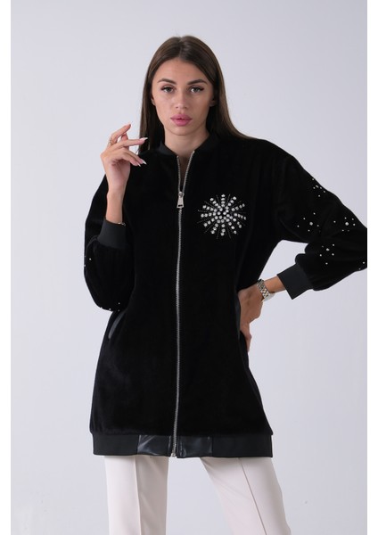 Siyah Üzeri Taş Detaylı Yandan Cepli Peluş Hırka 4701420.01 fiyatları