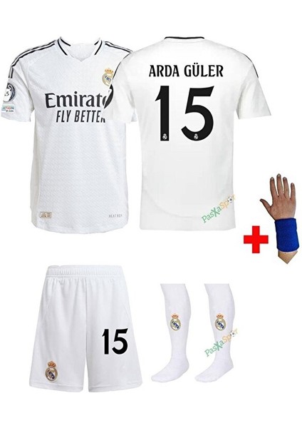 Real Madrid 2025 Arda/.güler Beyaz Çocuk Forması Şort Çorap Bileklik Hediyeli