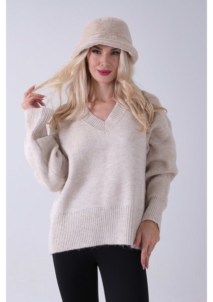 Taş V Yaka Beli Lastikli Triko Kazak 46892623.50