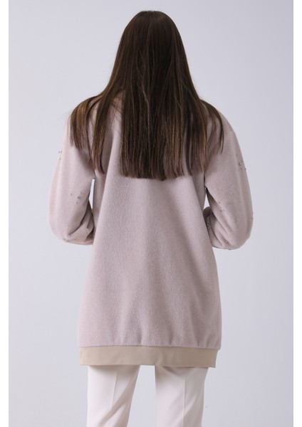 Taş Üzeri Taş Detaylı Yandan Cepli Peluş Hırka 4701420.50