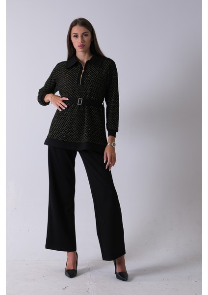 Gold Tunik Yaka Fermuar Kapamalı File Detaylı Pantolonlu Takım 4577283.122 fırsatları