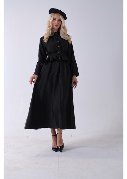 Siyah Ceket Cep Görünüm Detaylı Düğme Kapamalı Etekli Takım 5303168.01 fiyatları