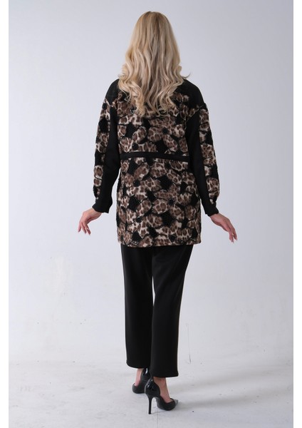 Siyah Üzeri Leopar Desenli Belden Lastikli Pantolon Tunikli Takım 4701402.01 indirimleri