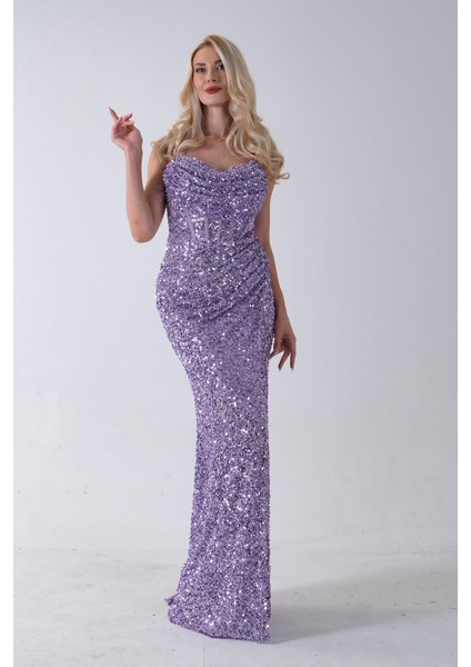 Lavanta Drapeli Parlak Pul Payetli Askılı Abiye 9705539.333 fırsatları