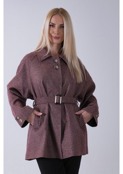 Mürdüm Yaka 2 Düğme Kapamalı Yandan Cepli Kemerli Kaban 4578039.21 fiyatları